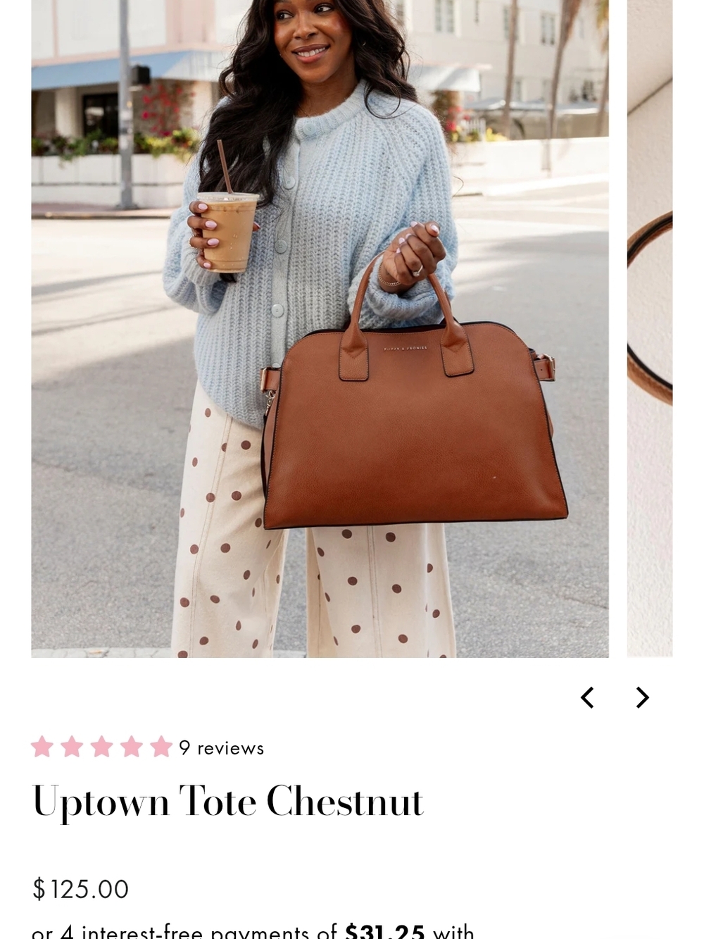 Poppy & Peonies Chestnut Leather Tote - Picture 2 of 4